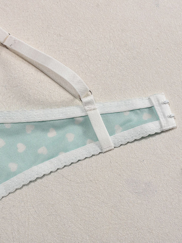 Valentine’s Day heart-shaped print see-through sexy temptation three-point sexy underwear set