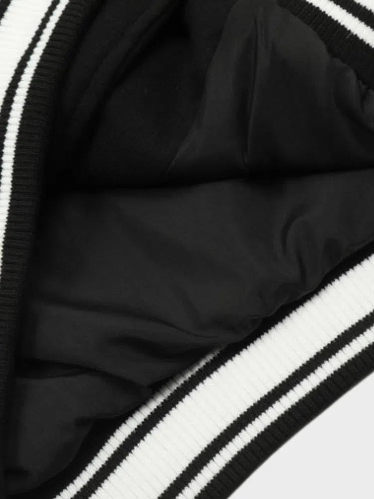 VARSITY JACKET BLACK AND WHITE NEXDULE BOMBER JACKET HEAVY DUTY