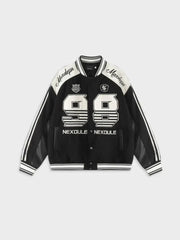 VARSITY JACKET BLACK AND WHITE NEXDULE BOMBER JACKET HEAVY DUTY
