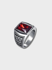 VERONA ORNAMENT RING WITH RED GEMSTONE - ELEGANT ORNAMENT RING
