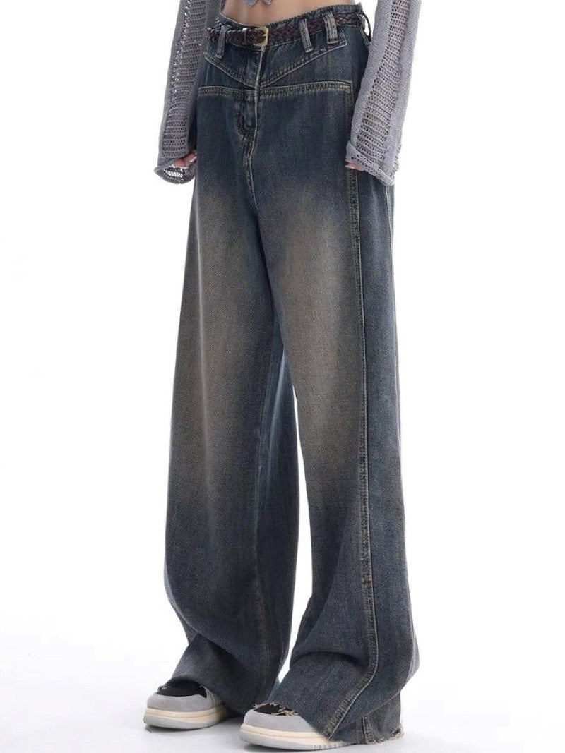 VINTAGE BAGGY BOYFRIEND JEANS IN FADED DENIM COTTON BLEND