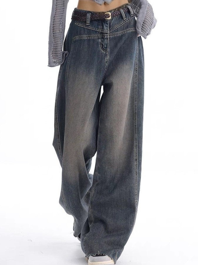 VINTAGE BAGGY BOYFRIEND JEANS IN FADED DENIM COTTON BLEND