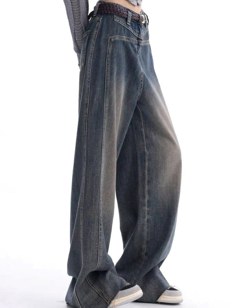VINTAGE BAGGY BOYFRIEND JEANS IN FADED DENIM COTTON BLEND