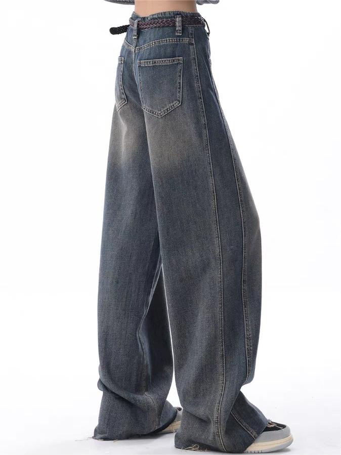 VINTAGE BAGGY BOYFRIEND JEANS IN FADED DENIM COTTON BLEND