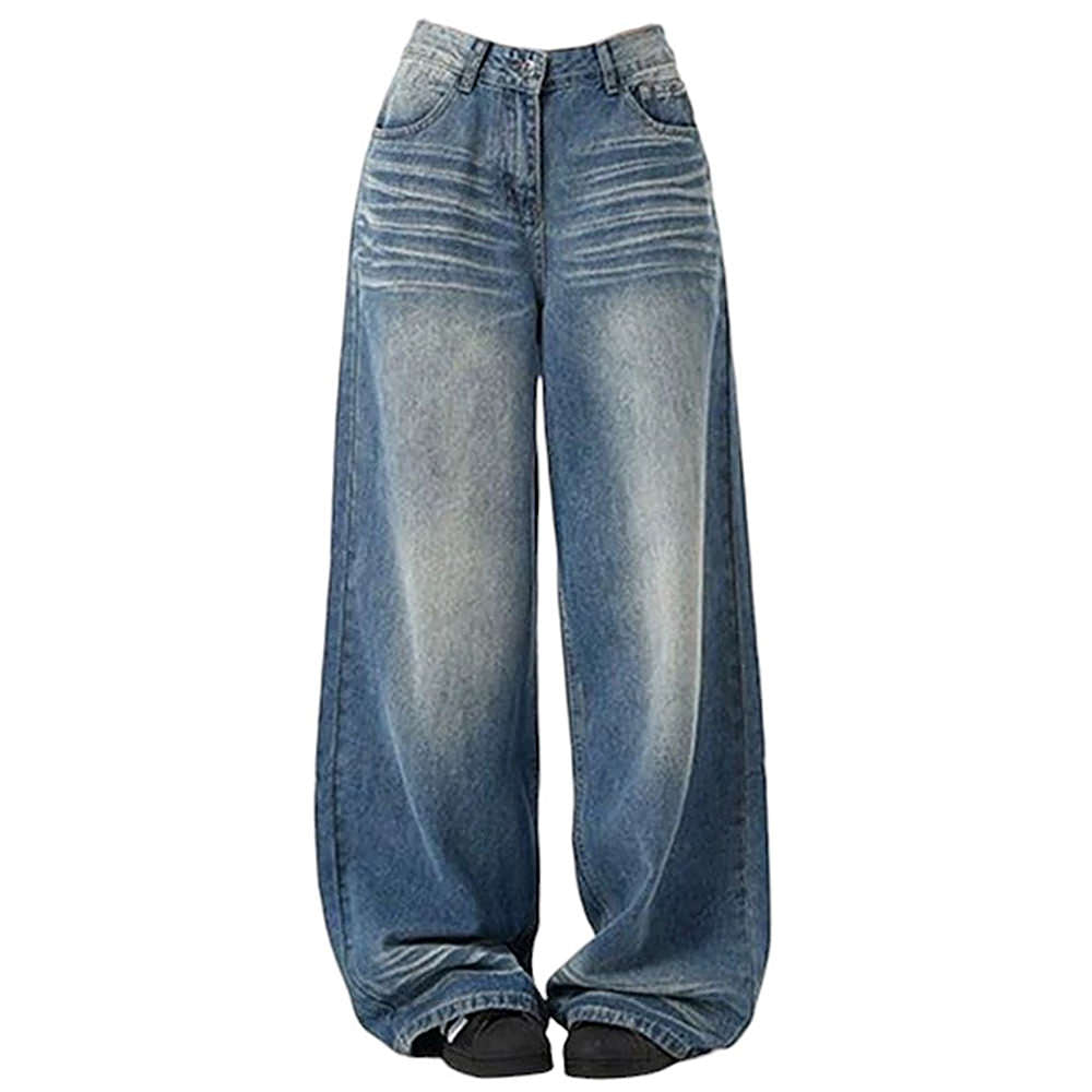 VINTAGE-INSPIRED OVERSIZED BAGGY JEANS WITH SUBTLE DISTRESSED DETAILS AND FADED WASH