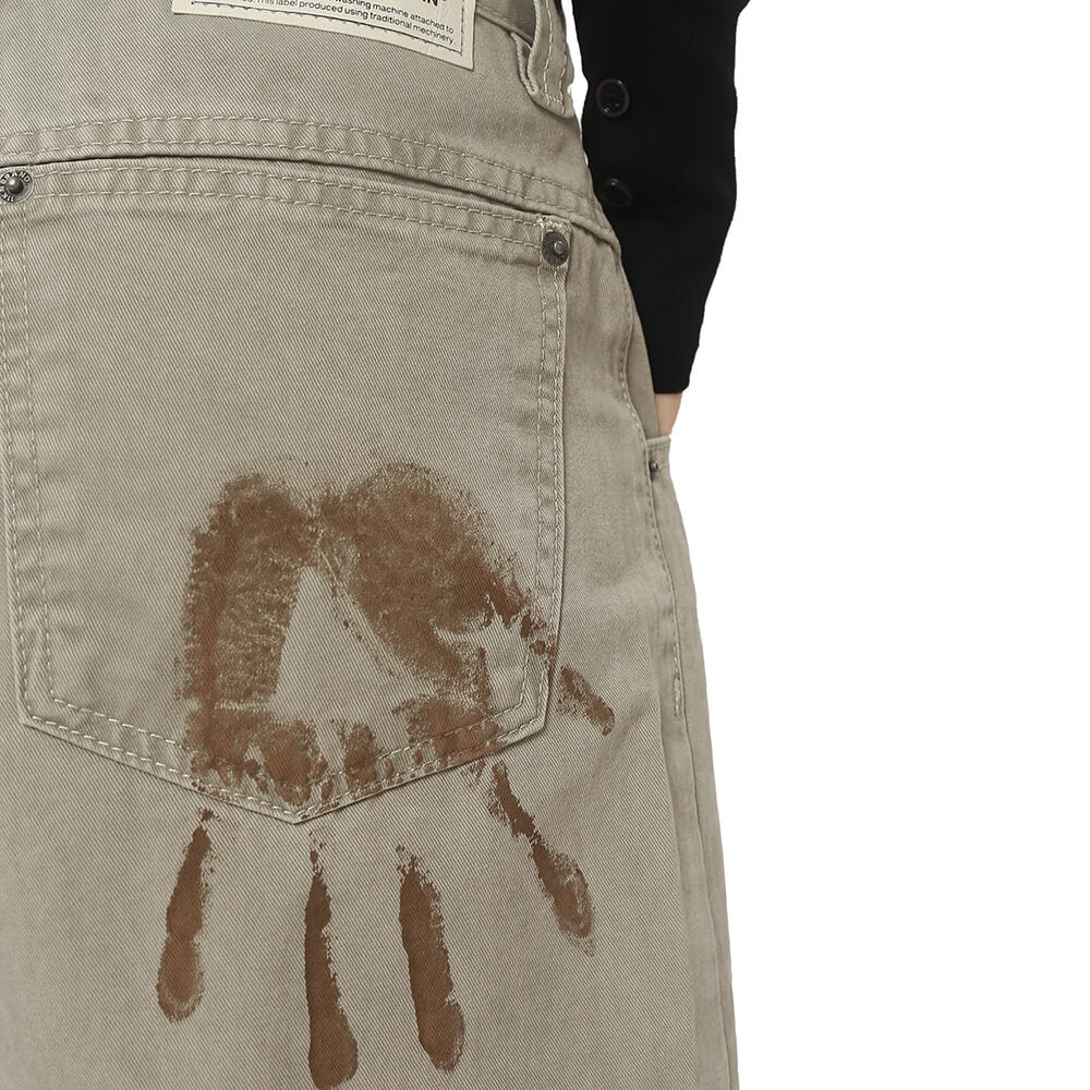 VINTAGE-INSPIRED WIDE-LEG FADED JEANS WITH ARTISTIC BACK POCKET