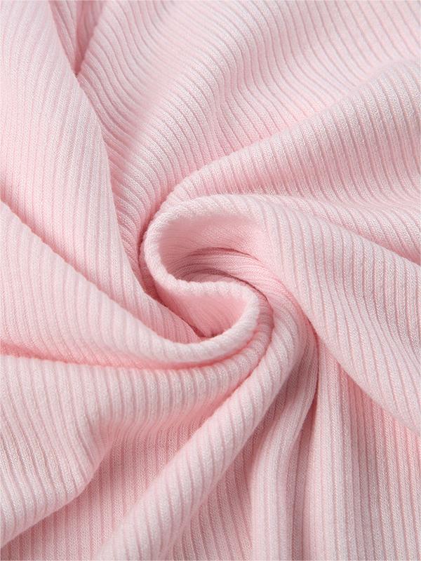 VINTAGE PINK KNIT LONG-SLEEVED TOP WITH LACE TRIM