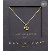 -W- Secret Box 14K Gold Dipped Cubic Zirconia Initial Monogram Pendant Necklace