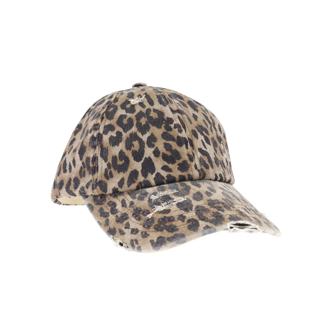 Washed Denim Criss-Cross High Ponytail C.C Ball Cap