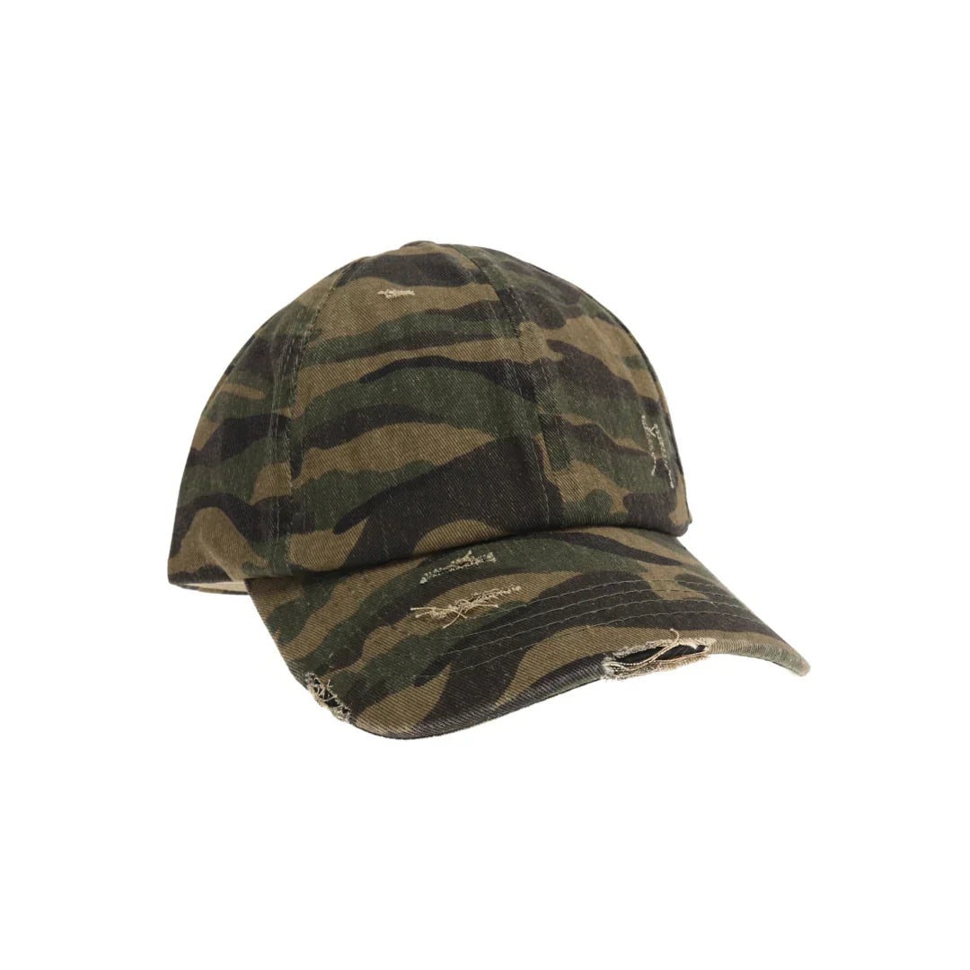 Washed Denim Criss-Cross High Ponytail C.C Ball Cap