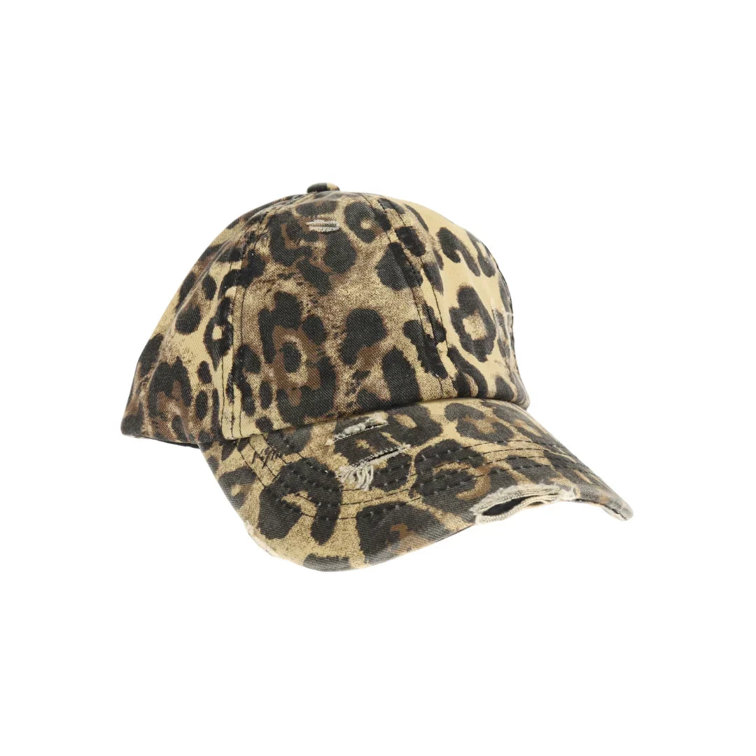 Washed Denim Criss-Cross High Ponytail C.C Ball Cap