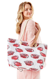Water Color Blooming Roses Print Beach Bag