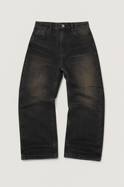 WEATHERED BAGGY JEANS IN DISTRESSED BLACK FOR A TRENDY LOOK