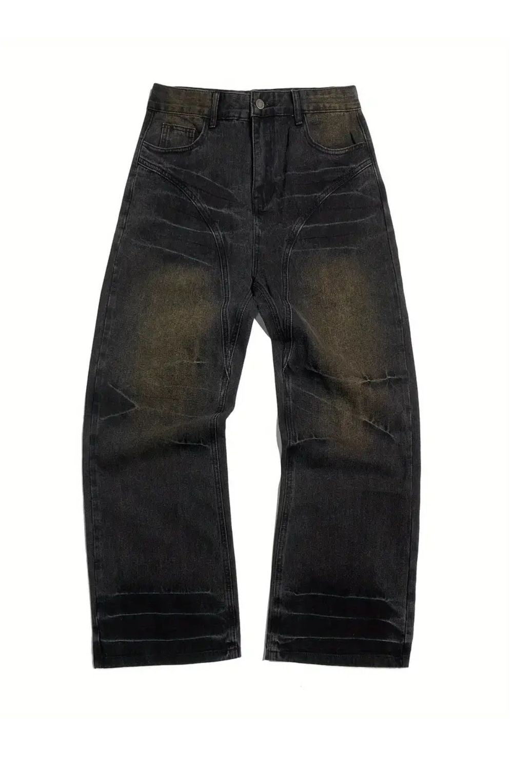 WEATHERED BAGGY JEANS IN DISTRESSED BLACK FOR A TRENDY LOOK