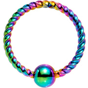 18G 5/16 Rainbow Anodized So Twisted Captive Style Seamless Ring