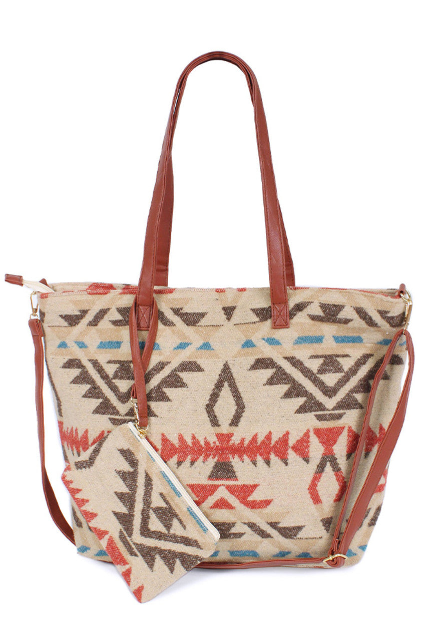Western Weekend Tote Bag with Pouch