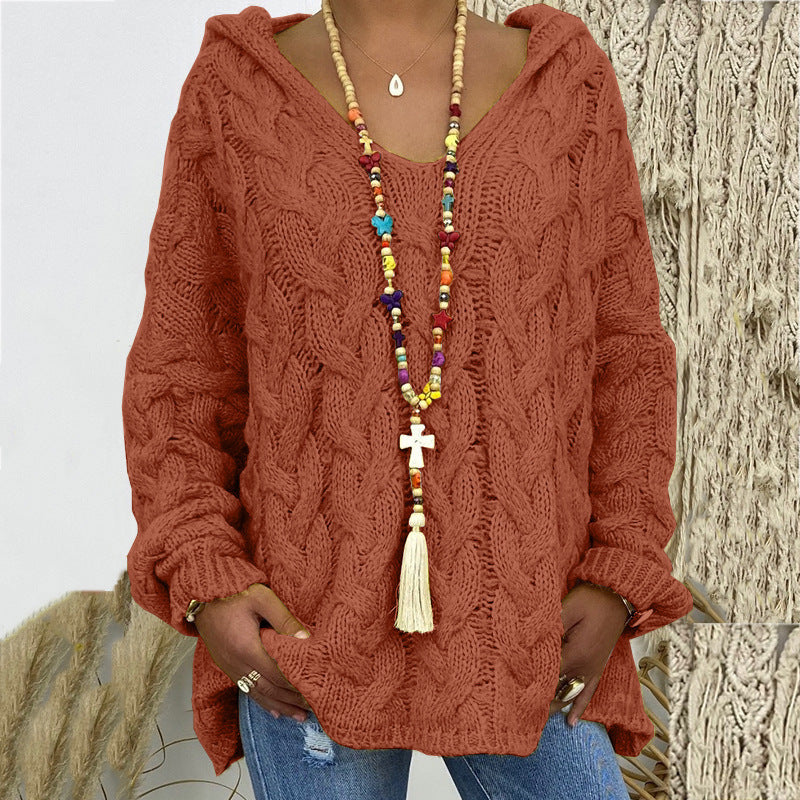Pull à capuche ample à manches longues pour femme 