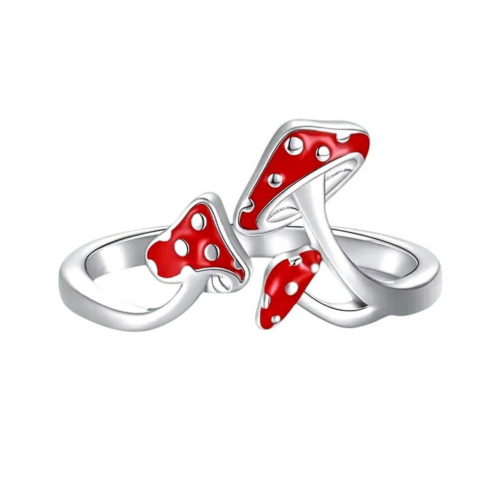 WHIMSICAL MUSHROOM RING SILVER MUSHROOM