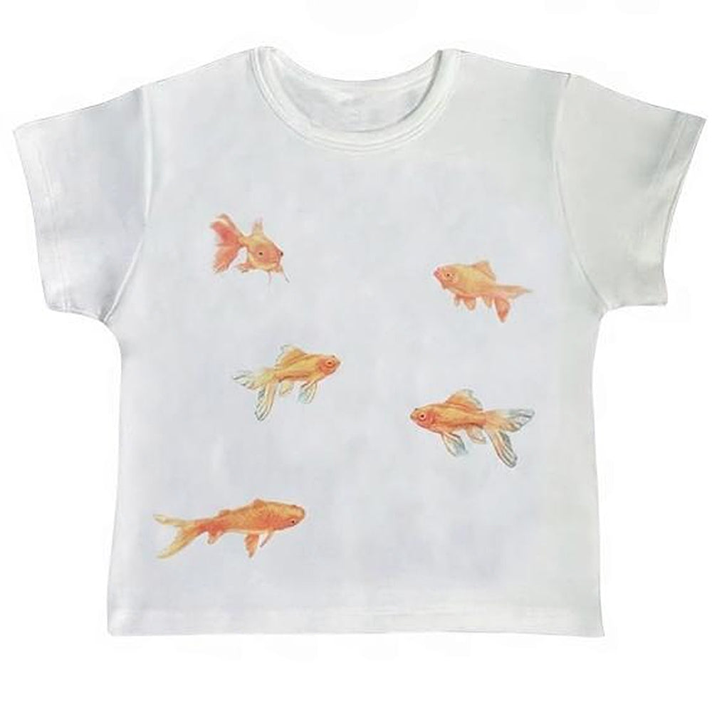 WHITE BABY T-SHIRT WITH GOLDFISH PRINT