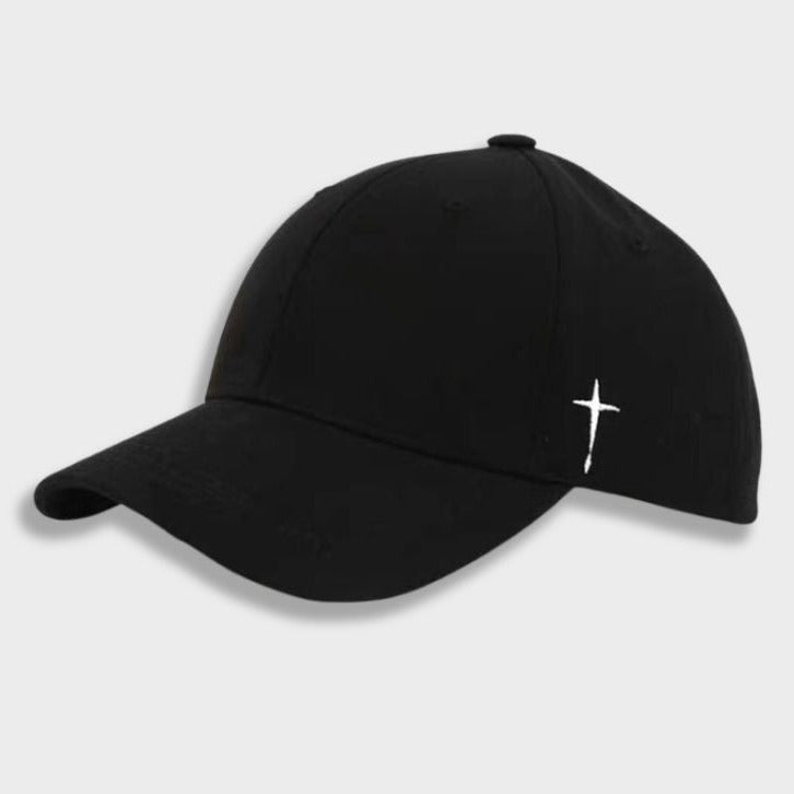 WHITE BASEBALL CAP WITH CROSS - VERSATILE STYLE CROSS CAP