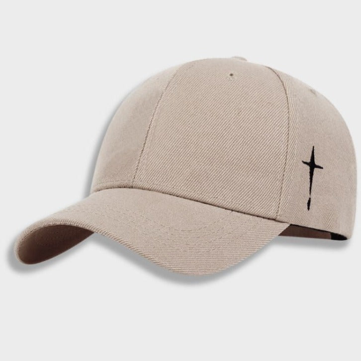 WHITE BASEBALL CAP WITH CROSS - VERSATILE STYLE CROSS CAP