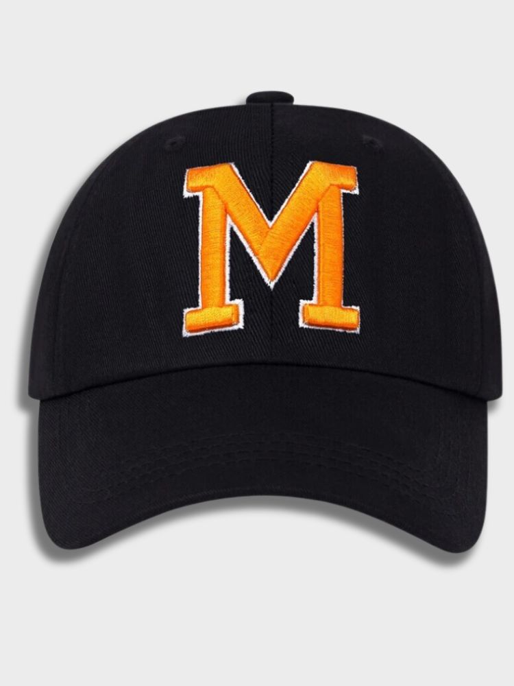 WHITE BASEBALL CAP WITH YELLOW M AND TIGER PATCH MICHIGAN TIGER CAP