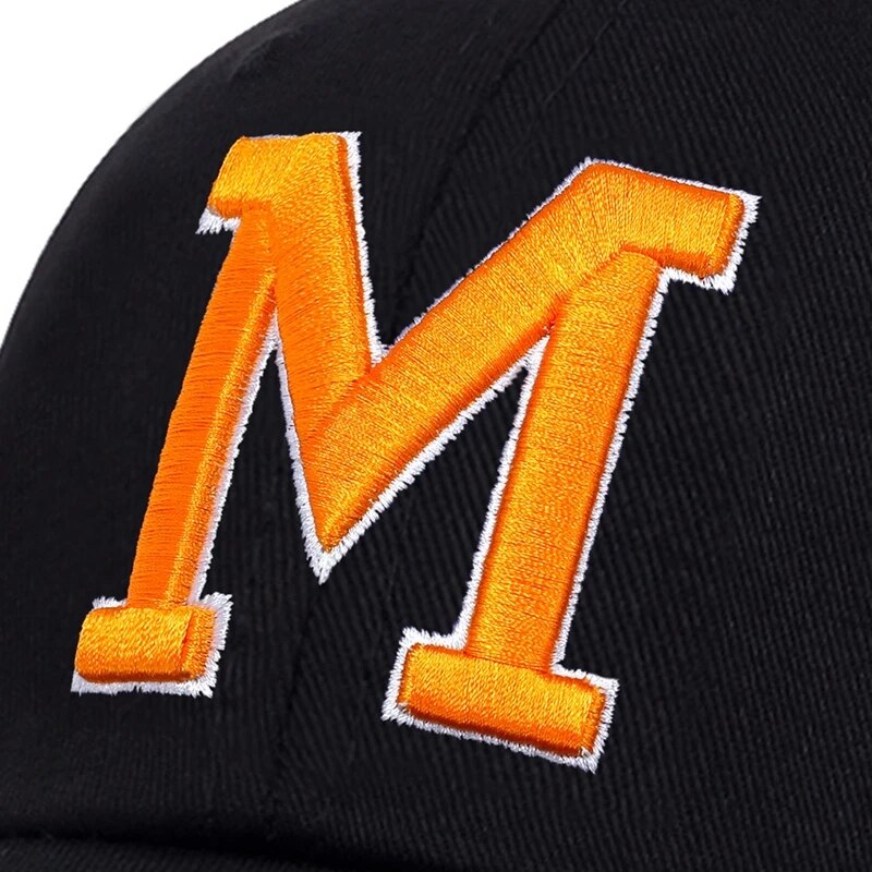 WHITE BASEBALL CAP WITH YELLOW M AND TIGER PATCH MICHIGAN TIGER CAP