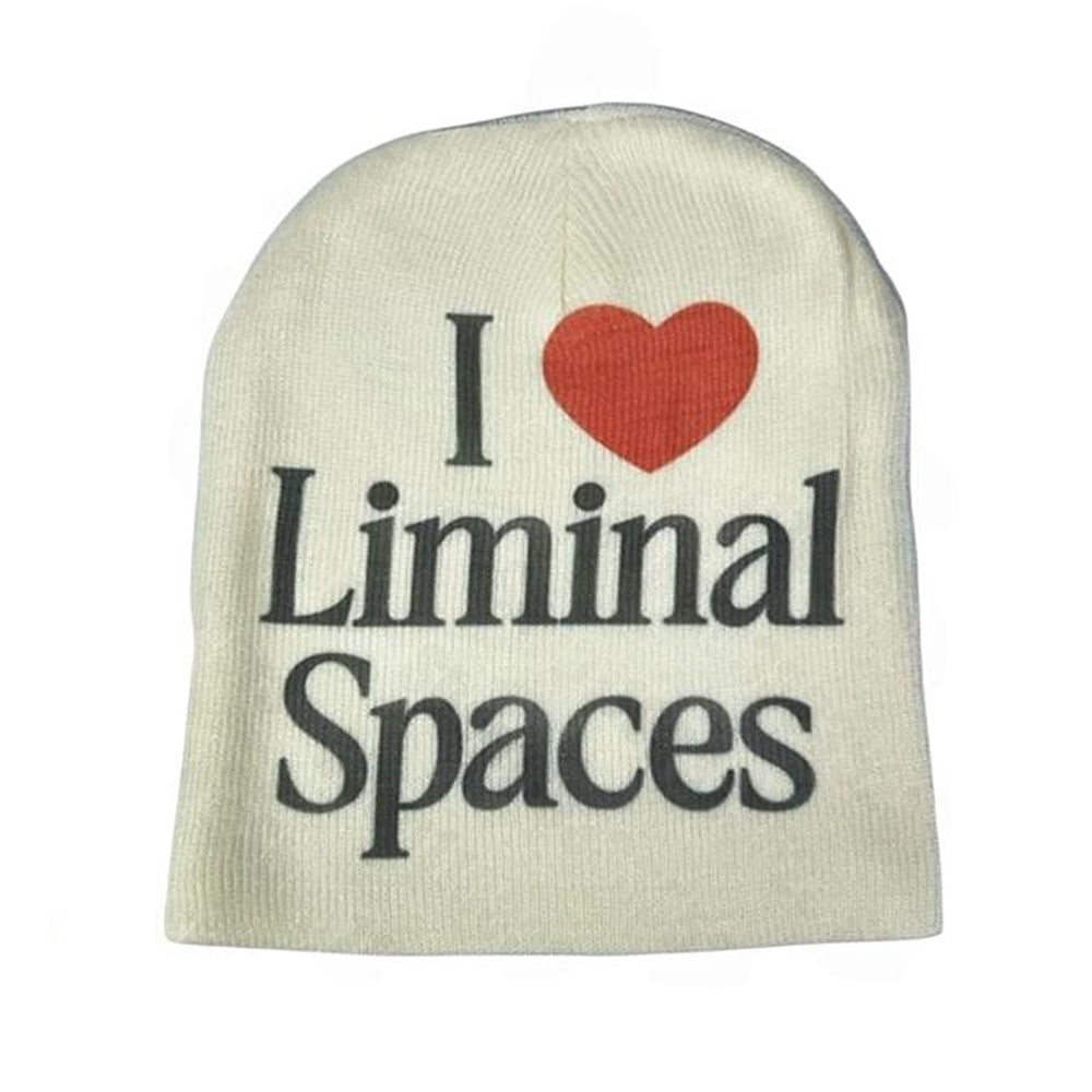 WHITE BEANIE WITH LIMINAL SPACES QUOTE ACCESSORIES