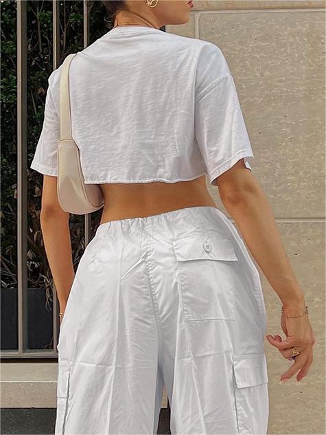 WHITE CARGO PANTS Y2K PARACHUTE STYLE