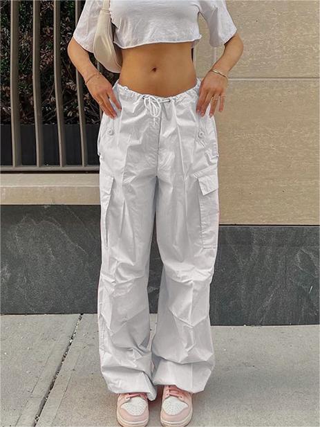 WHITE CARGO PANTS Y2K PARACHUTE STYLE
