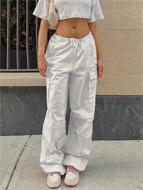 WHITE CARGO PANTS Y2K PARACHUTE STYLE