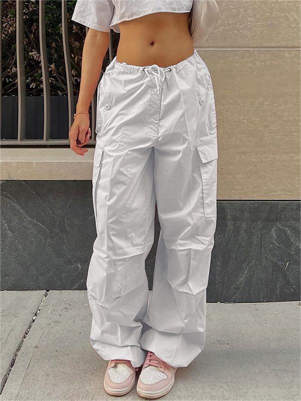 WHITE CARGO PANTS Y2K PARACHUTE STYLE