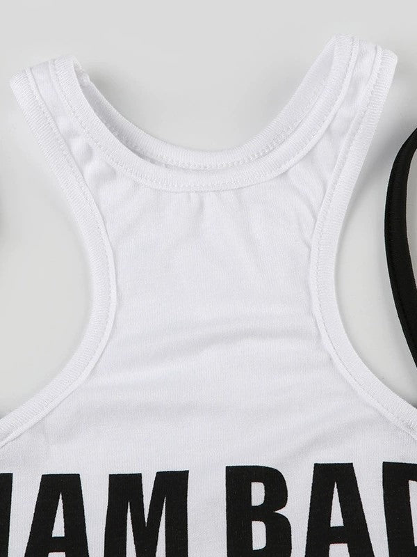 WHITE CROP TOP WITH Y2K LETTER PRINT DESIGN