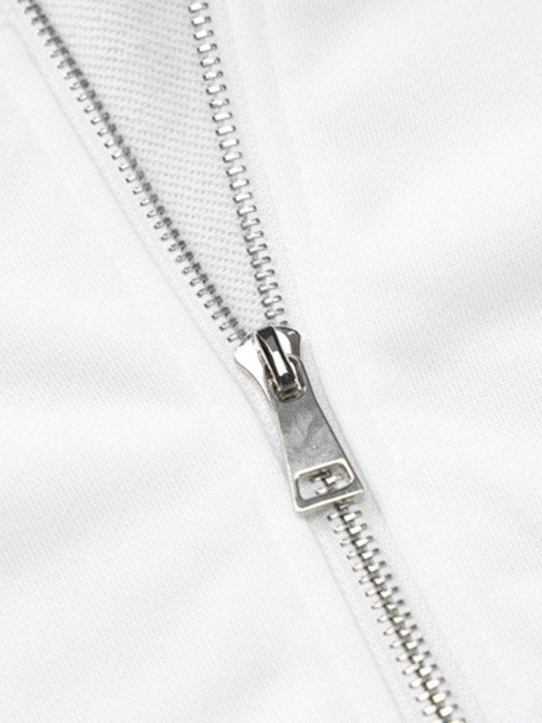 WHITE CROPPED ZIP-UP HOODIE WITH WHITE SUPER CROPPED DESIGN