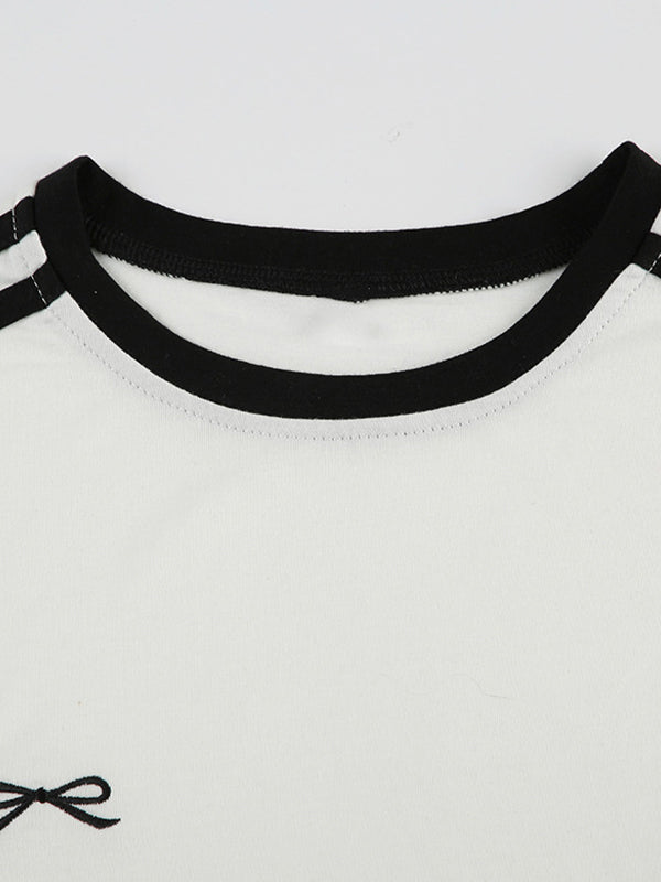 WHITE FITTED T-SHIRT Y2K CASUAL VINTAGE FASHION ESSENTIAL