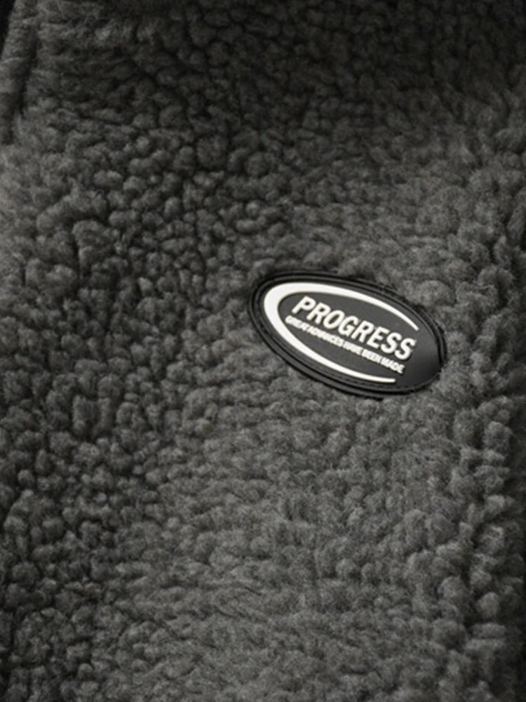 WHITE FLEECE ZIP-UP JACKET VESTE LAMSWOOL PROGRESS