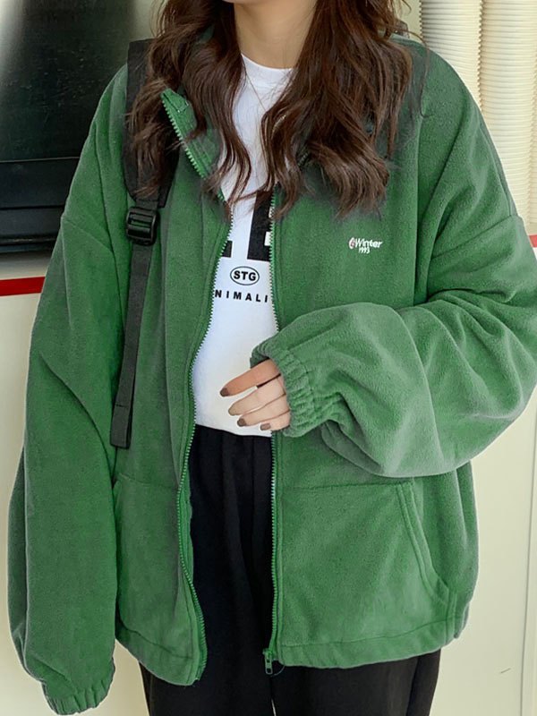 WHITE FLEECE ZIP-UP JACKET Y2K INSPIRED FASHION STATEMENT