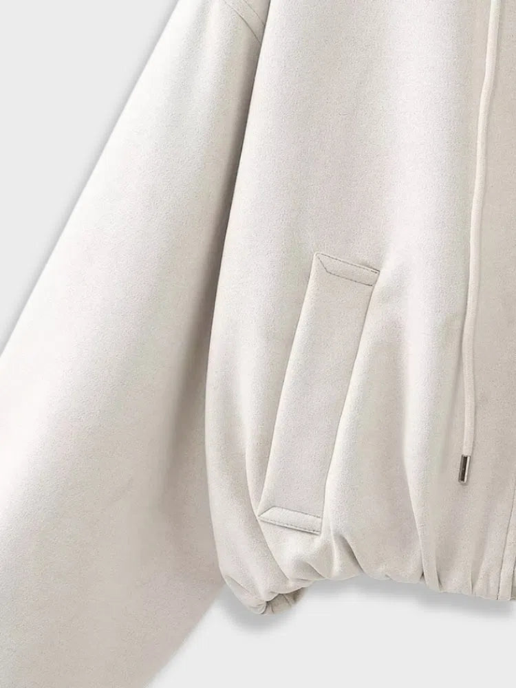 WHITE HOODED BOMBER JACKET MIT UNSERER STREETWEAR JACKE