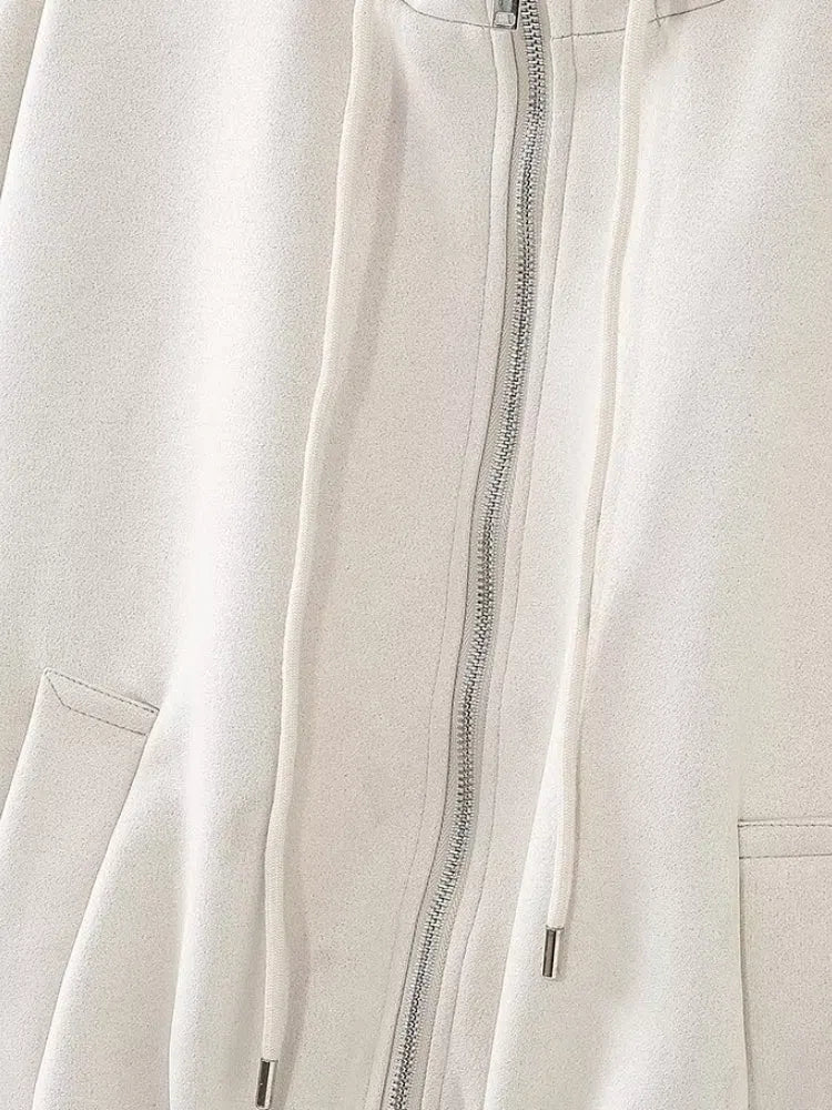 WHITE HOODED BOMBER JACKET MIT UNSERER STREETWEAR JACKE