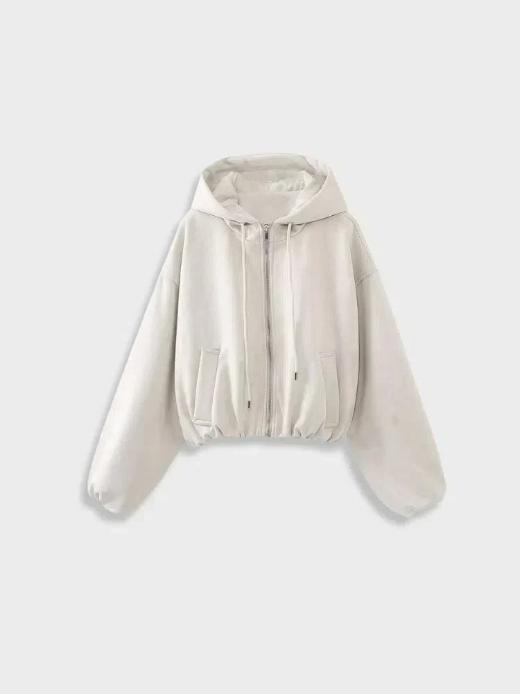 WHITE HOODED BOMBER JACKET MIT UNSERER STREETWEAR JACKE