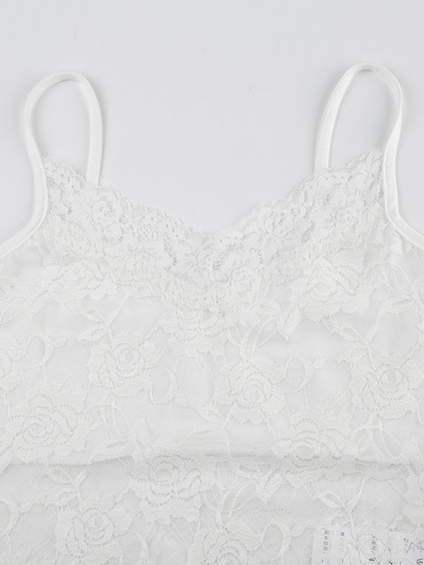 WHITE LACE CAMISOLE SLIM FIT SLEEVELESS DESIGN
