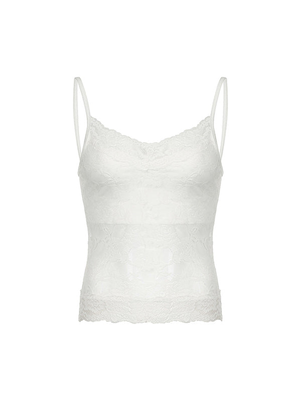 WHITE LACE CAMISOLE SLIM FIT SLEEVELESS DESIGN