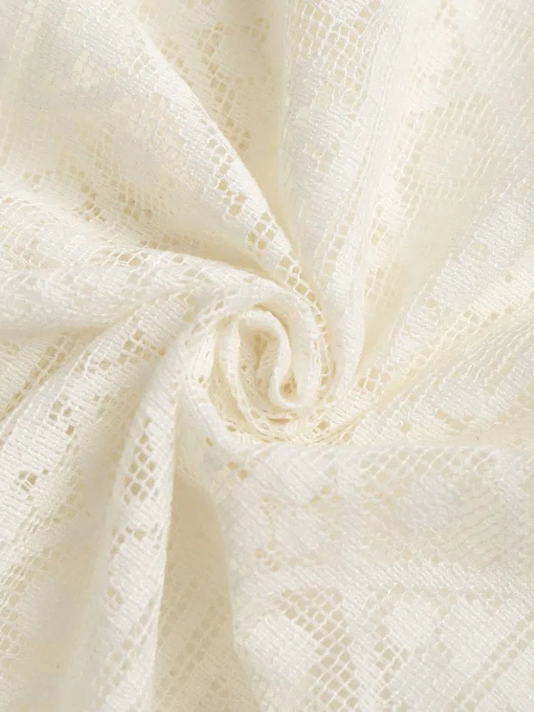 WHITE LACE LONG SLEEVE SHIRT FOR CASUAL COMFORT