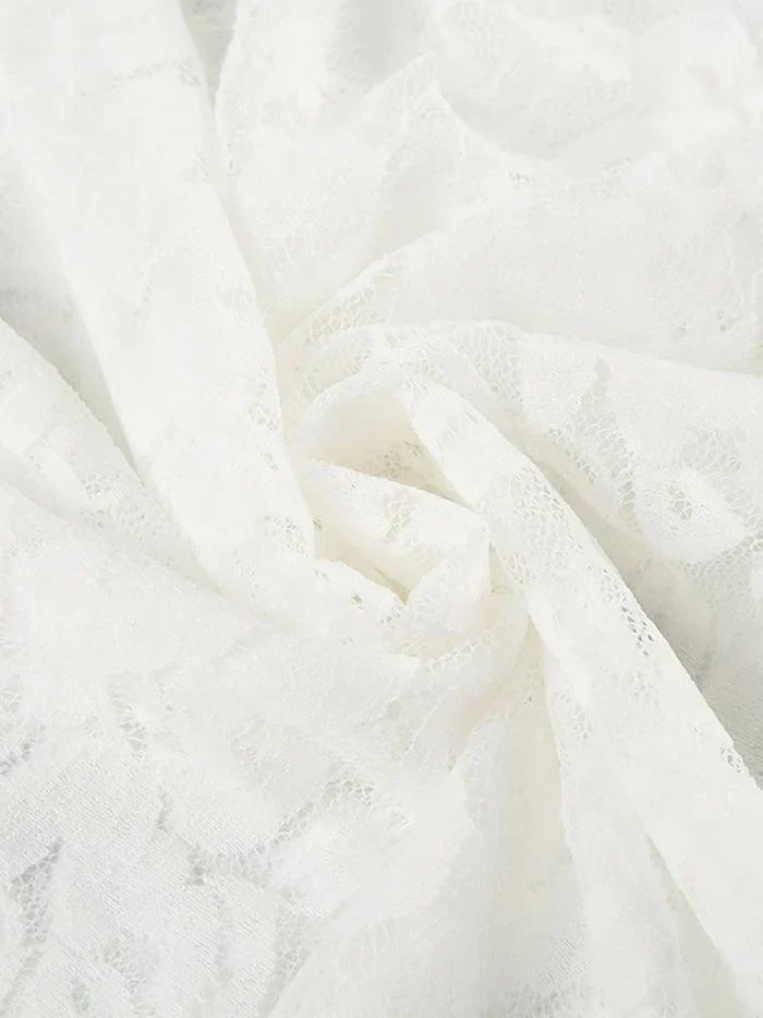 WHITE LACE RUFFLE MAXI SKIRT VINTAGE MIDI SKIRT
