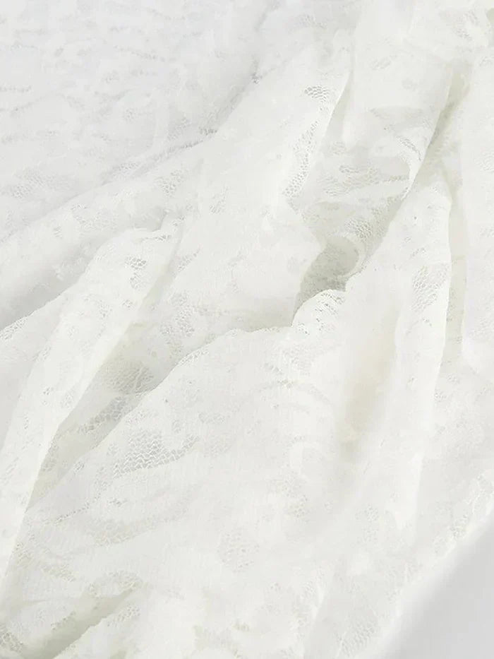 WHITE LACE RUFFLE MAXI SKIRT VINTAGE MIDI SKIRT