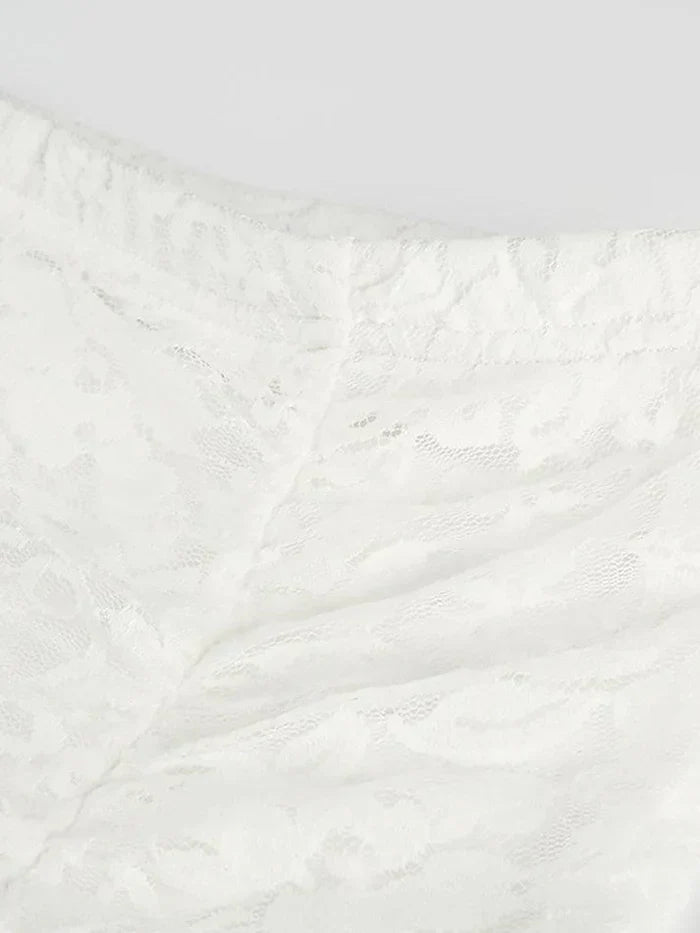 WHITE LACE RUFFLE MAXI SKIRT VINTAGE MIDI SKIRT