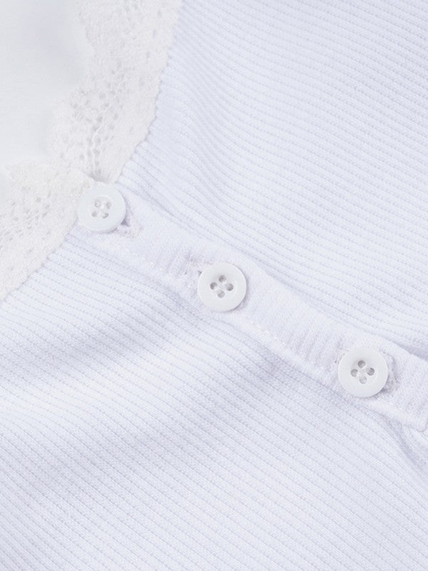 WHITE LACE TRIM SLEEVELESS CROP CAMI TANK TOP