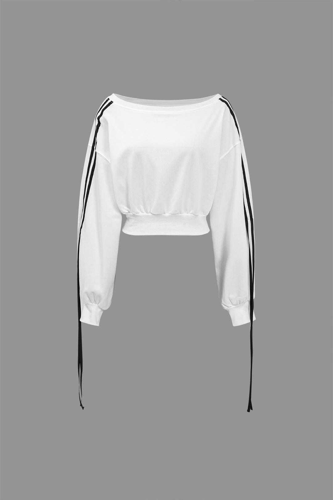 WHITE LOUNGE SET WITH BLACK STRIPES - WHITE OVERSIZE SWEATSHIRT BUNDLE