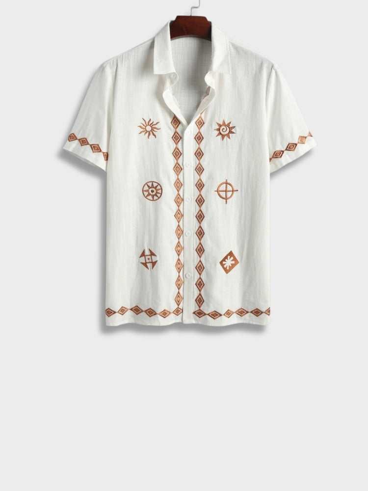 WHITE PATTERNED SHIRT AND SHORTS SET FOR VERSATILE SUMMER WARDROBE