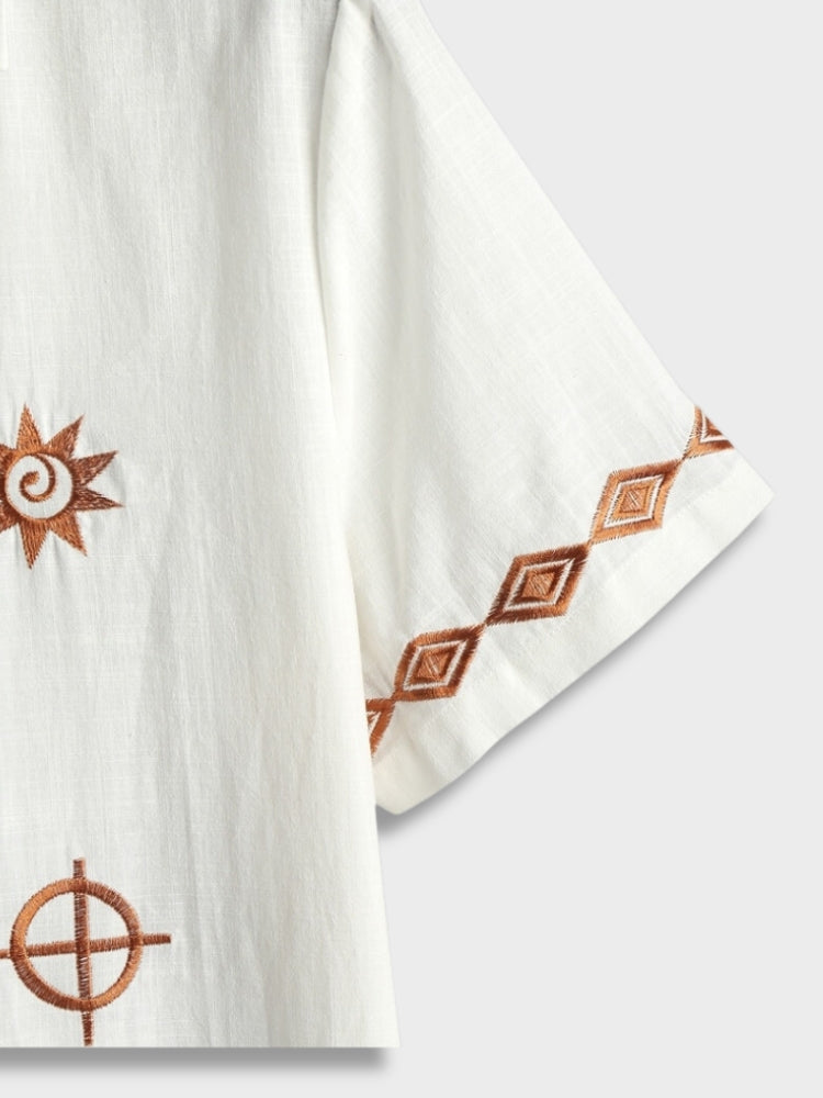 WHITE PATTERNED SHIRT AND SHORTS SET FOR VERSATILE SUMMER WARDROBE